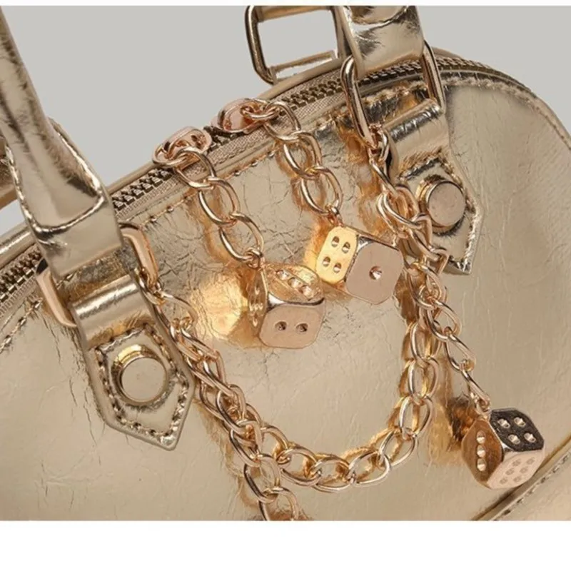 JIAERDI Versatile Gold Shell Bag Purse Women Vintage Chain Leather Y2k Hand Bag Female Retro Casual Crossbody Bags Wallets New