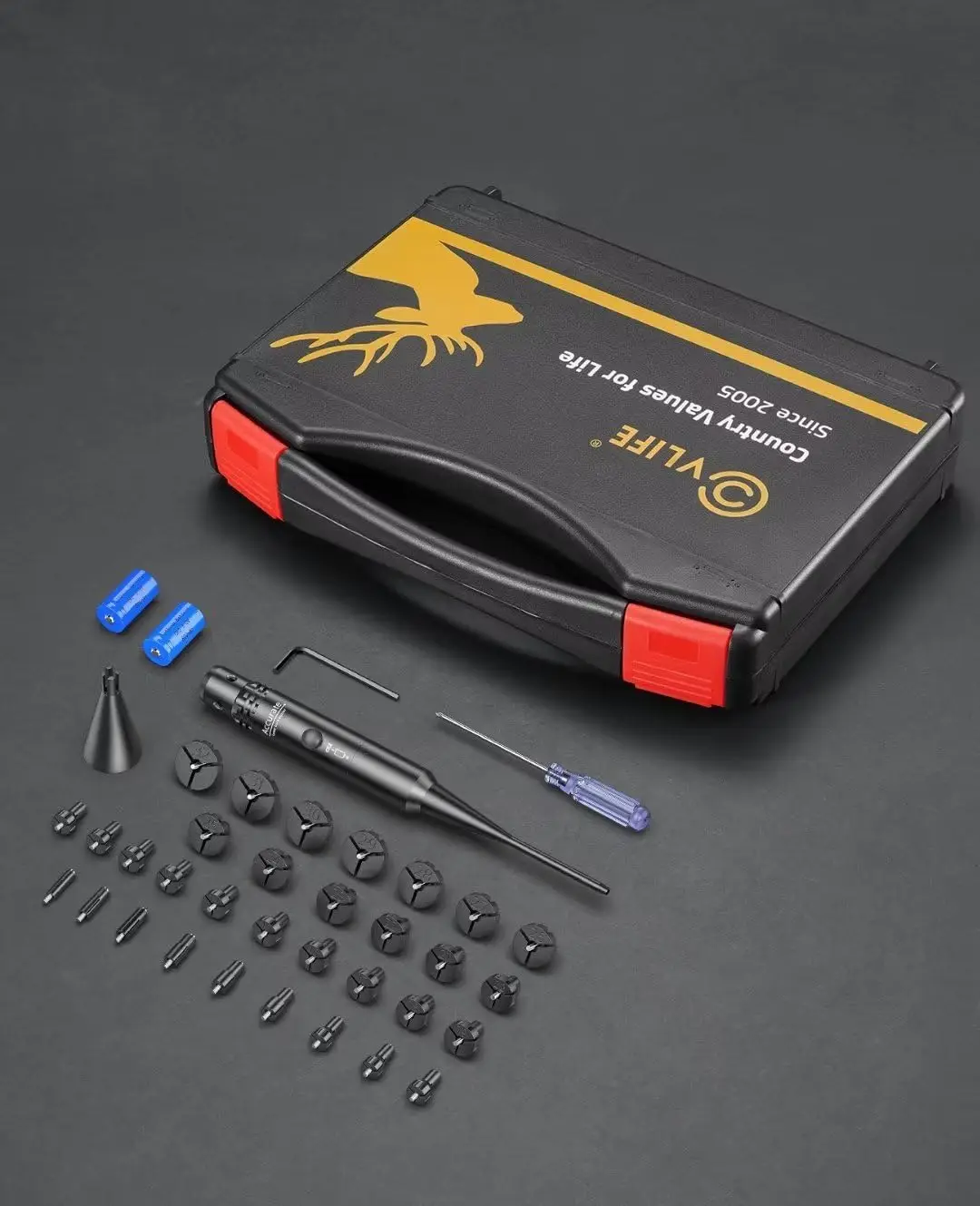 CVLIFE Professional Bore Sight Kit with 32 Adapters Fit 0.17 to 12GA Calibers Red or Green Bright Laser Powerful Support Hunting