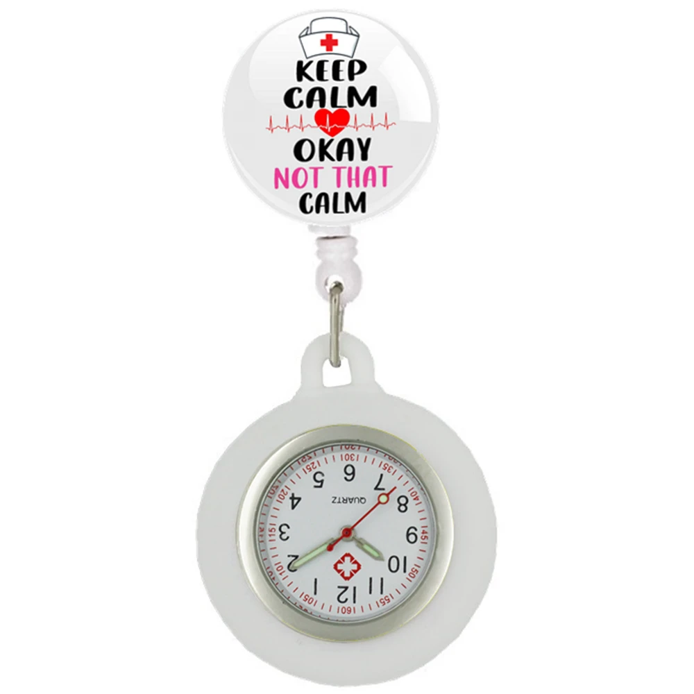 Pocket Watch Hospital Health Care Medical Nurse Doctor Love Heart Beat Stethoscope Retractable Badge Reel Clip Hang FOB Pocket Watches Clock