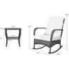 3 Pieces Patio Conversation Set, Outdoor Rocking Chair, Wicker Bistro Set, Outdoor Furniture with Porch Chairs and Coffee Table 3