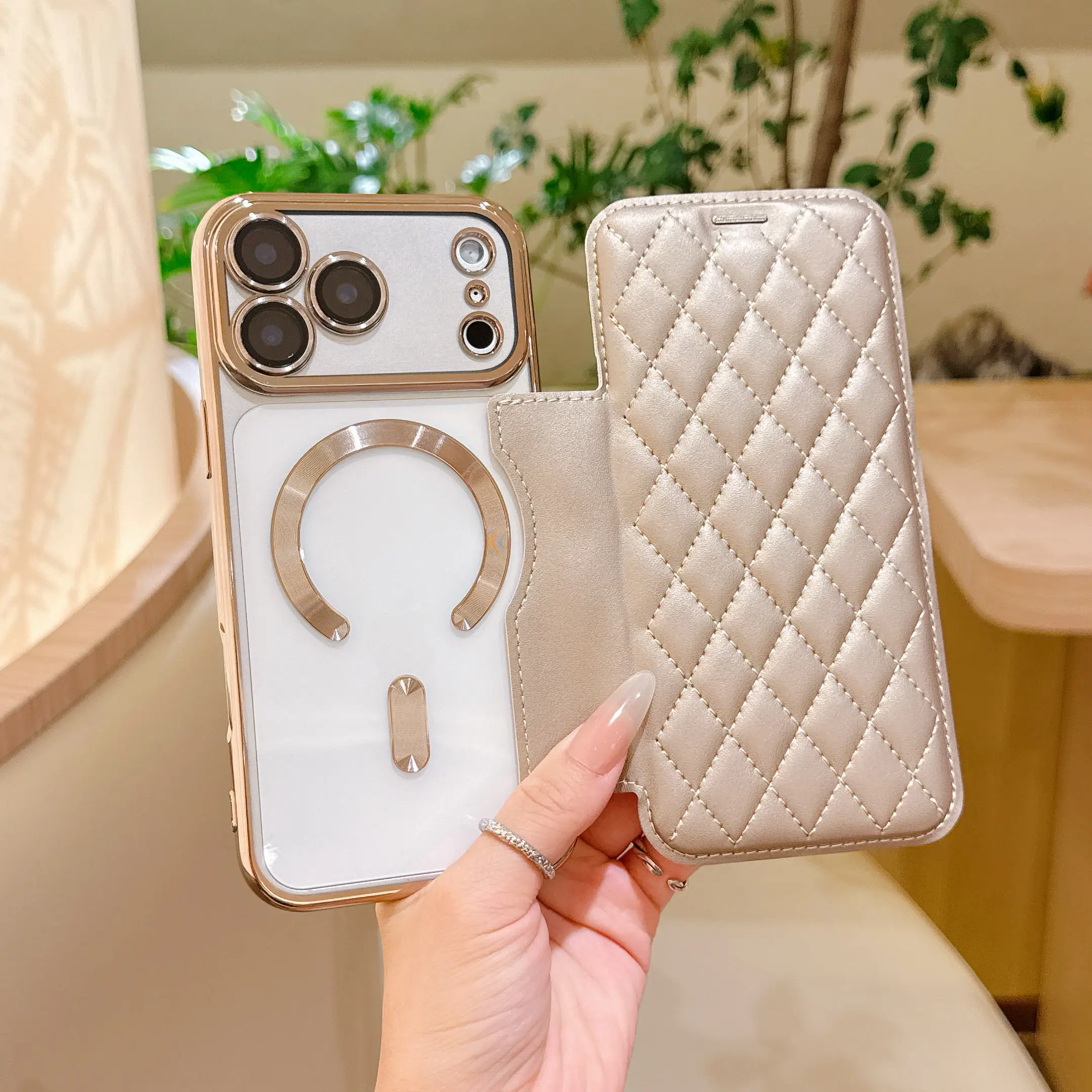 Elegant PU Leather Flip Wallet Phone Case with Card Slots and Magnetic Closure