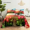 Pink Rose Bed Sheet Sets 3D Print Flowers Flat Soft Cover For Women Kids Girls King Queen Full Twin Size Linen Room Decor 5