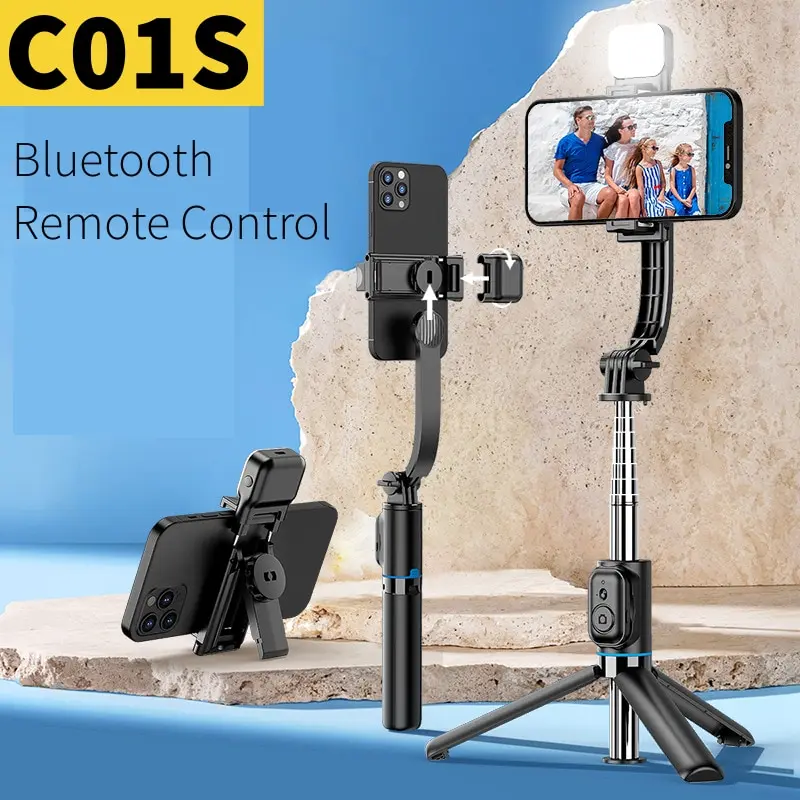 C01S Handheld Stabilizer Gimbal Selfie Stick Bluetooth Telescopic Rod Intelligent Tripod Action Camera Holder For iPhone Iconic Brand