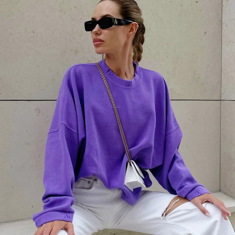 2023 New Autumn Winter Oversized Sweatshirt Women Long Sleeve Solid Sports Top Casual Round Neck Loose Sweatshirt Pants Sets