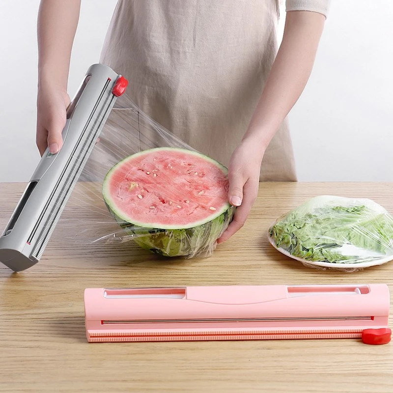 Distributeur de Film plastique alimentaire, organisateur de cuisine, distributeur de Film alimentaire mural, coupe-feuille, stockage de papier d'emballage