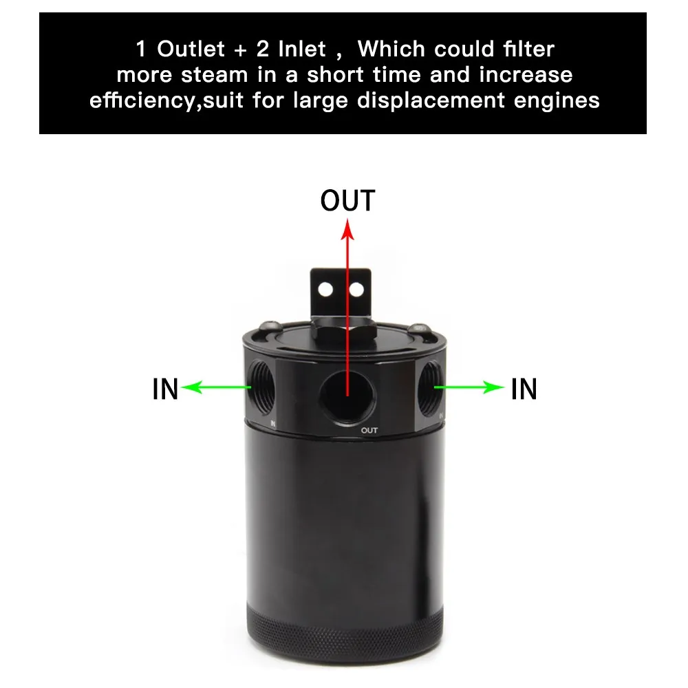 Universal Car 2-Port/3-Port Oil Catch Can Tank Separator With Breathing Filter And Oil Drain Valve Filter Kit Separator