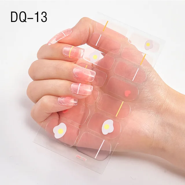 Korean Fashion Colorful 3D Glitter Sequins Nail Art Stickers Manicure DIY Nail Strips Wraps Solid Color DQ-13