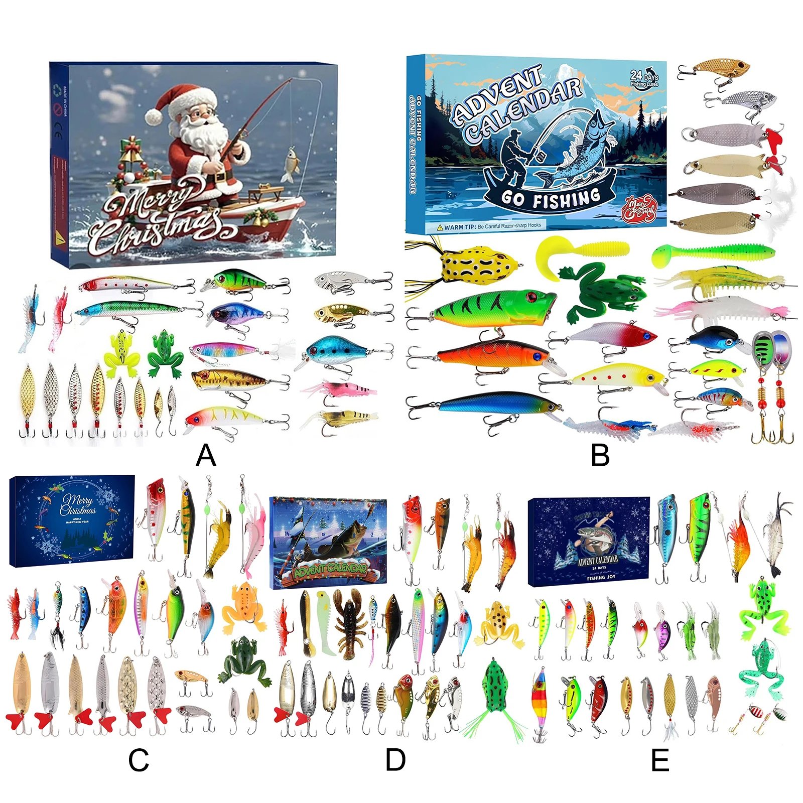 2025 Fishing Advent Calendar Christmas Countdown Calendar Fishing Lure Advent Calendar Xmas Fishing Gift for Fisherman