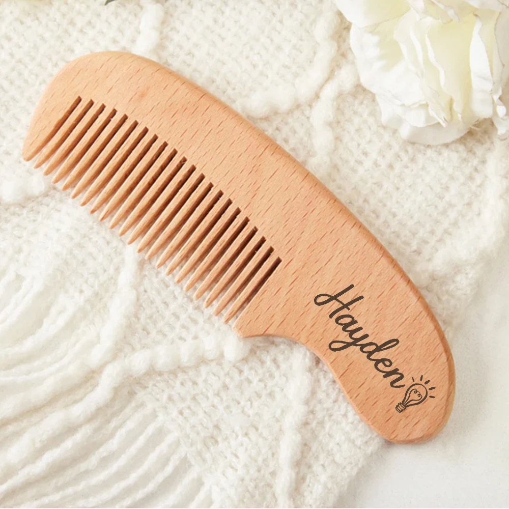 Brosse à Cheveux en Bois Personnalisée pour Bébé Fille, Cadeau Prénatal, Keepplex