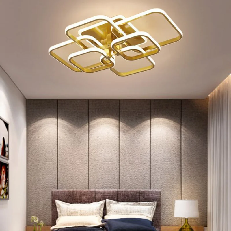 

Modern LED Ceiling Lights Luxury Gold Multi Head Square Aesthetic Indoor Decorative Lamps Bedroom Living Room Lighting Fixtures