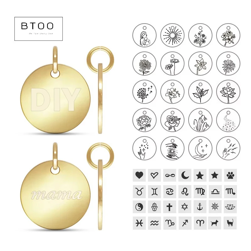 Gravierbarer Multi-Tag-Disk-Anhänger, 14 Karat Gold gefüllte personalisierte Initial-Disc-Halskette, DIY-Disc-Tag-Anhänger, individuelle Buchstabenscheibe