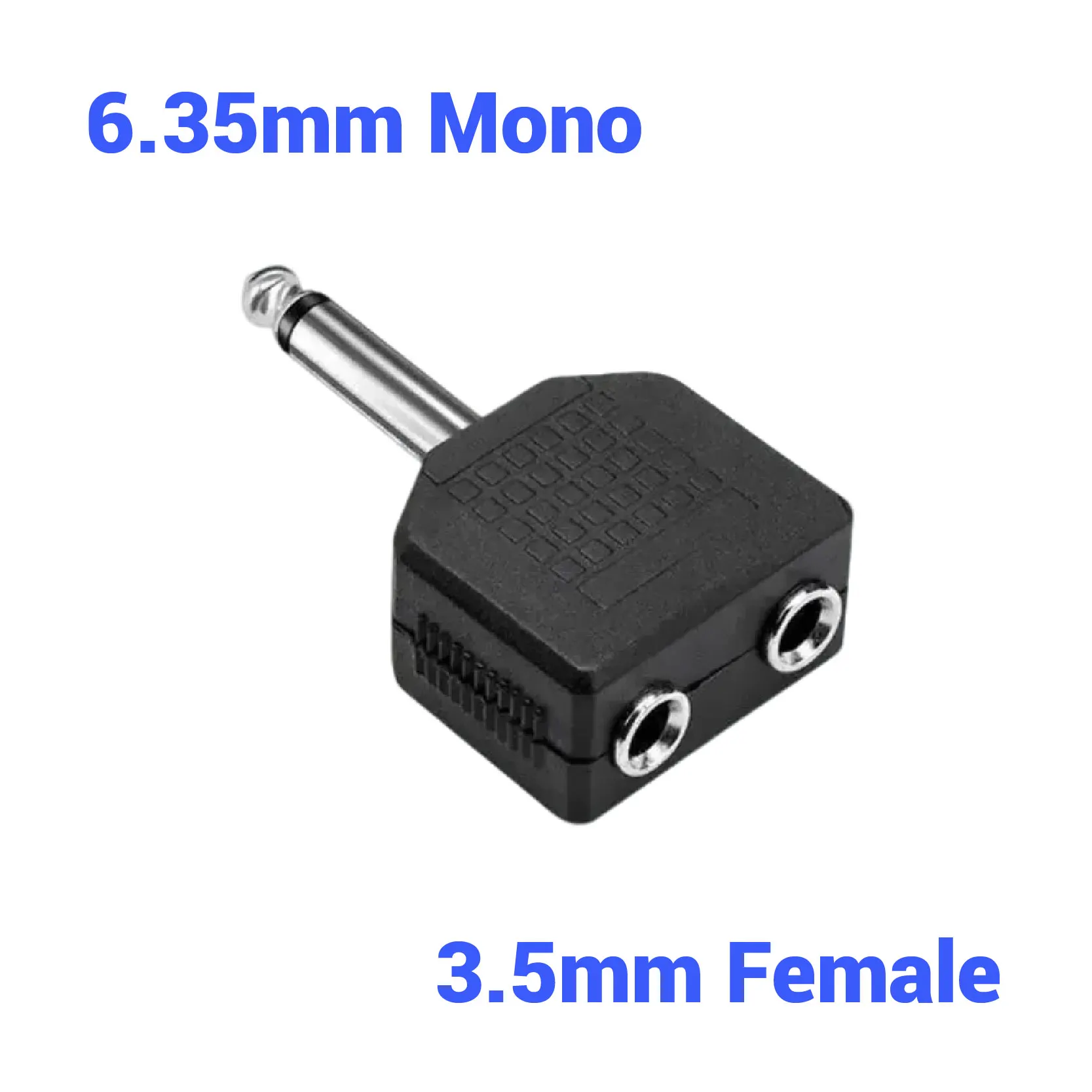 Universal Audio Jack Adapter - 6.35mm Male to 3.5mm/6.35mm Female Headphone & Microphone Splitter