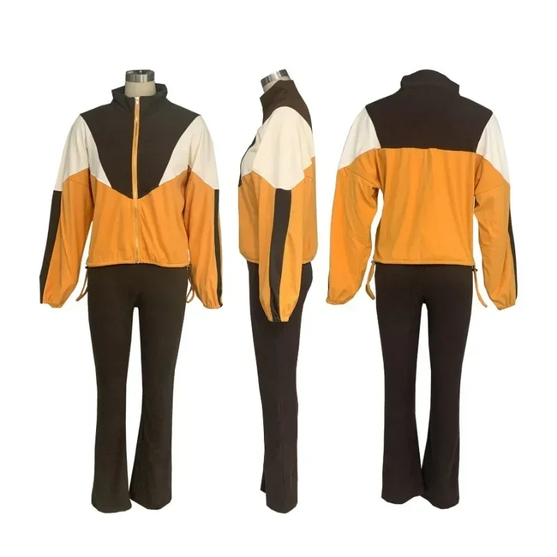 Sporty Casual Tracksuits Set Women 2 Piece Outfit Fall Winter 2024 Long Sleeve Zipper Jacket Top and Sweatpants Matching Sets