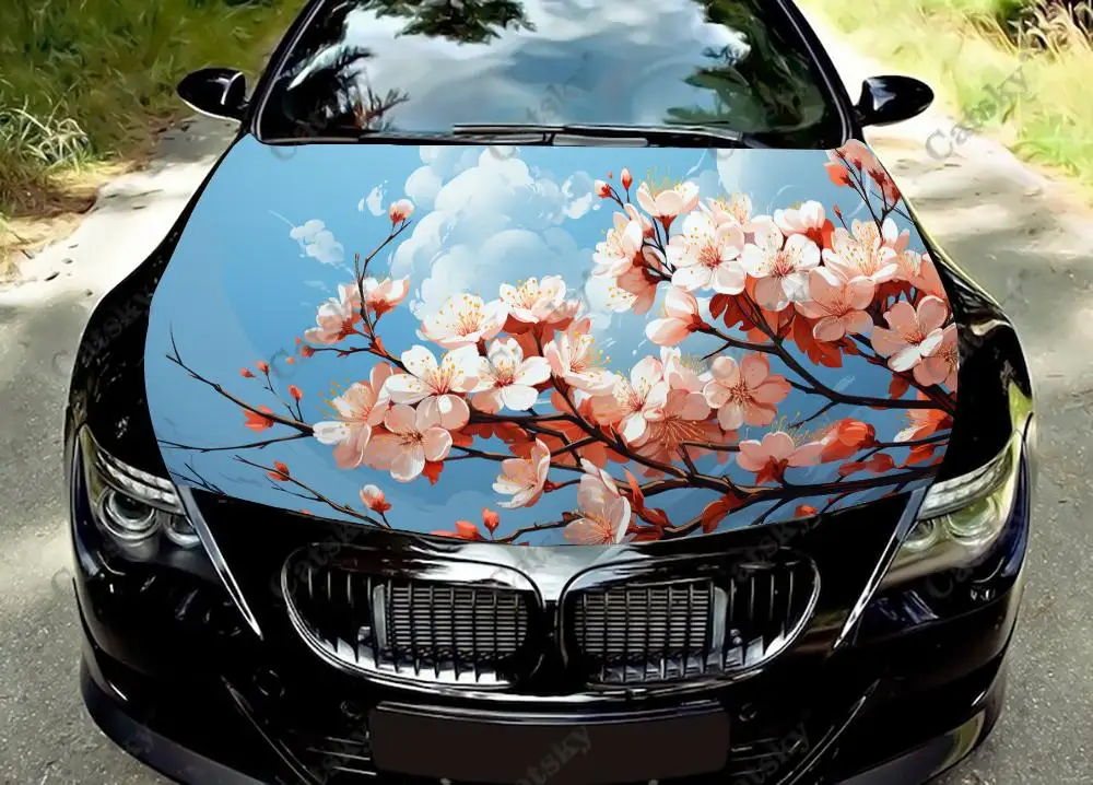 

Chinese Plum Blossom Car Hood Vinyl Stickers Wrap Vinyl Film Engine Cover Decals Sticker on Car Auto Accessories