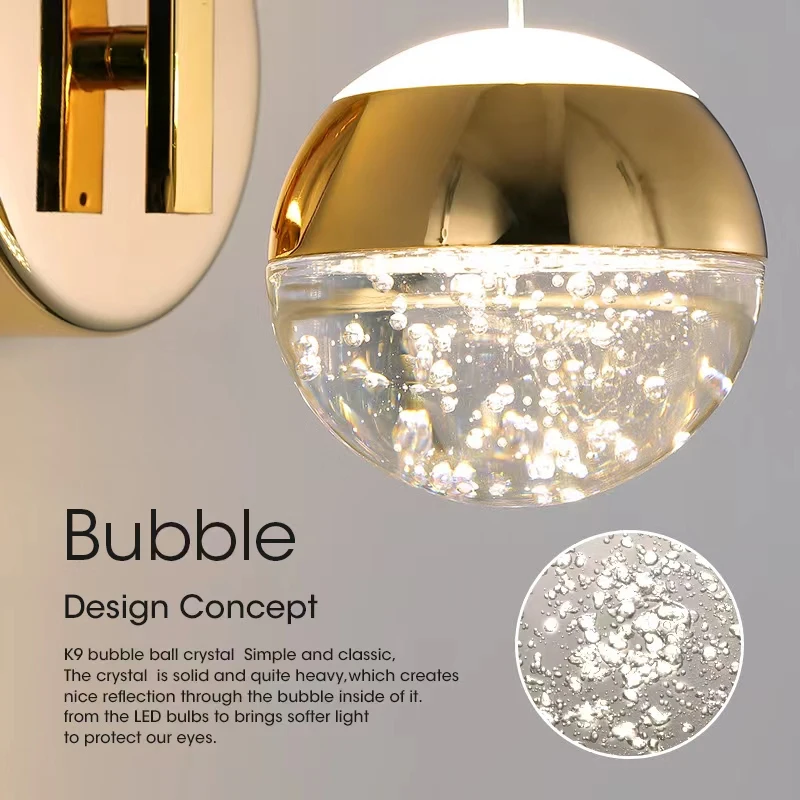 Light Luxury Golden Crystal Wall Lamp Gold Wall Sconce Led Wall Lights Design Chrome Wall Lamps Living Room Bedroom Corridor wall night light