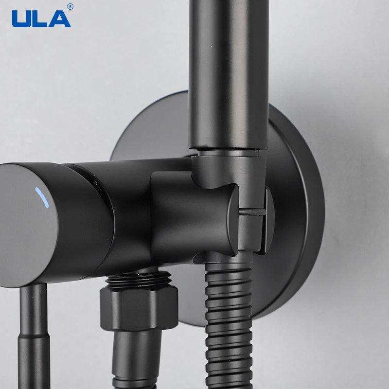 ULA Portable Bidet Sprayer Set Black Bidet faucet Stainless Steel Toilet Faucet Hot Cold Water Mixer Bathroom Shower Head 5
