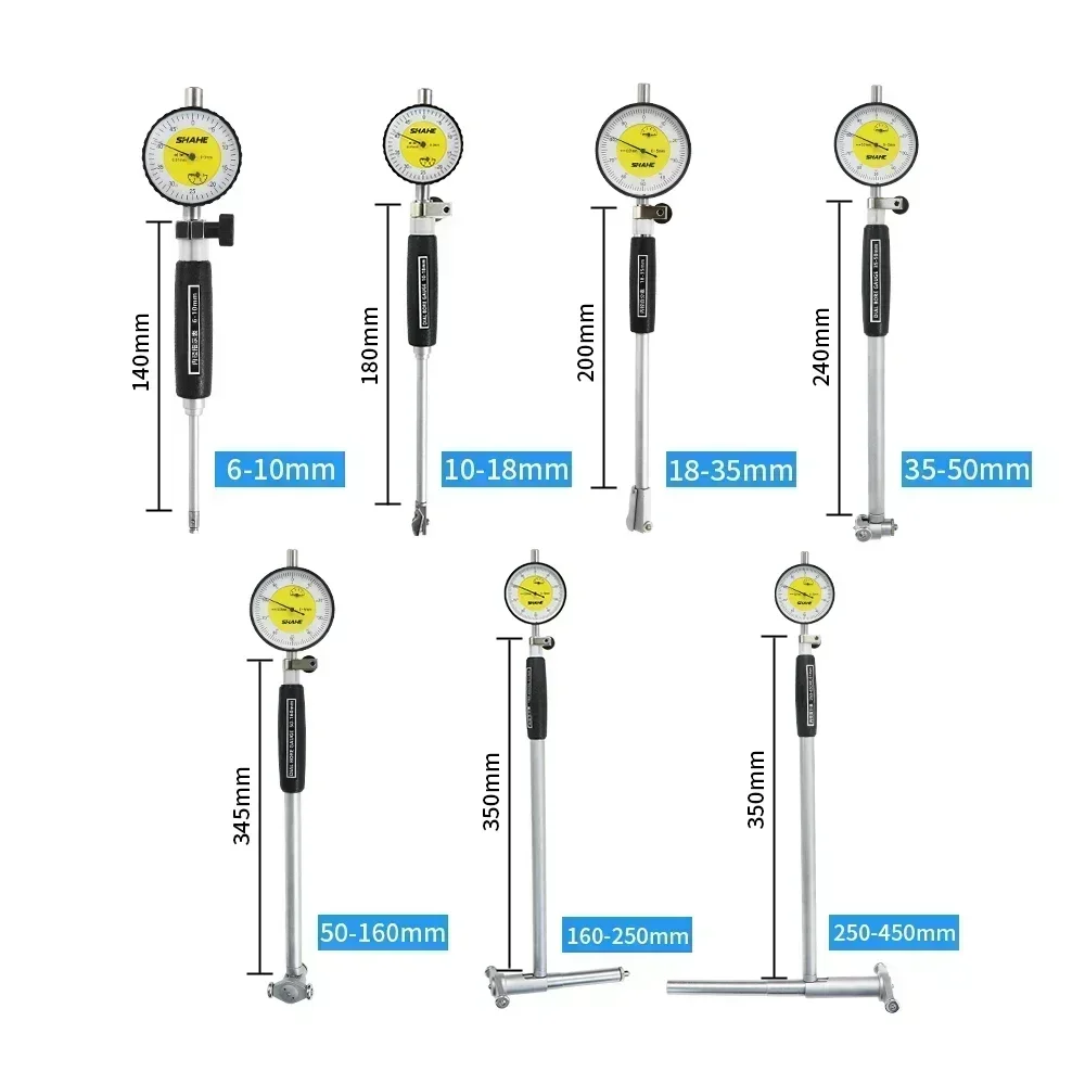 Dial Indicator Tools SHAHE 0.01 mm High Accuracy Dial Indicator Dial Bore Gauge 18-35/35-50/50-160 mm Bore Measurement