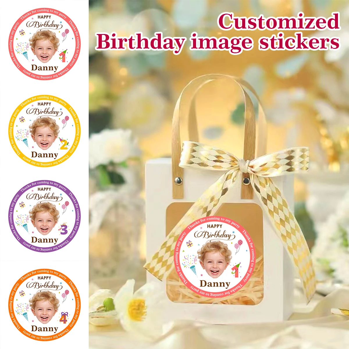 Personalized Kids Birthday Stickers Souvenir Wrap & Birthday Gift Kids Stickers Waterproof ZP1