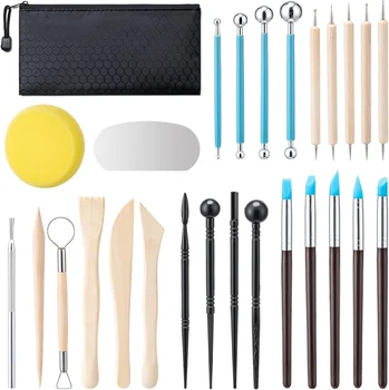 Kit di Strumenti per Ceramica, 27 Pezzi, Set Pratico di Utensili per Modellare l'Argilla Polimerica, Set di Strumenti per Argilla ad Asciugatura all'Aria per Adulti, Kit per Ceramisti