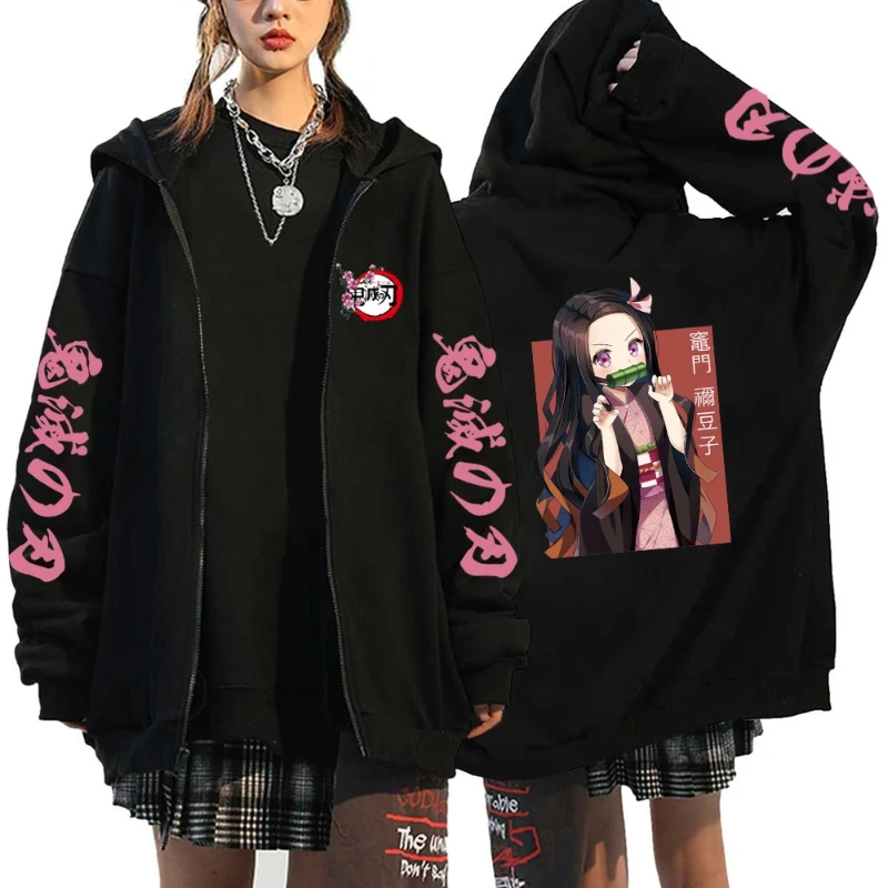 Demon Slayer Anime Hoodie Men Women Fall Winter Casual Harajuku Fleece Zipper Sweatshirt 1