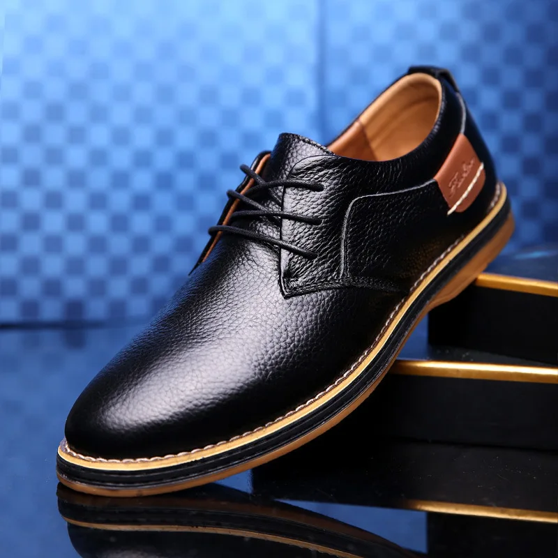 Casual Business Shoes for Men Flats Leather Footwear Men's Leisure Derby Shoe Businessmen Dress Formal Loafer 2026 New