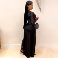 HBLL Sexy Rhinestone Jumpsuit Luxury for Women Long Sleeve Sheer Mesh Patchwork Skinny Night Birthday Party Club Romper Overalls - Image 2