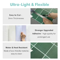 10 ชิ้น PVC Square Peel และ Stick ผนัง, ห้องนั่งเล่นตกแต่งผนังแผง, กันน้ําและติดตั้งง่าย, ห้องน้ํา 5