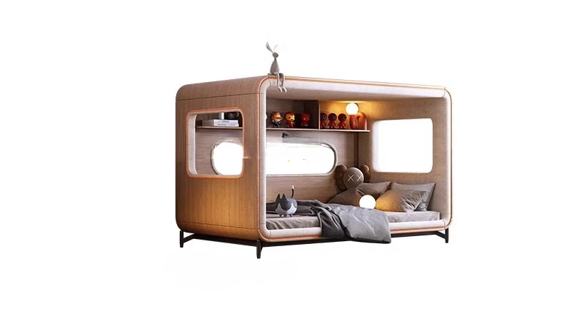 

Space Capsule Boy Single Bed 1.2 M Faux Leather Girl Princess Small Apartment 1 M Child Soft Pack Bed