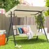 Outdoor Patio Swing Chair for Adults, 3-Seat Porch Swings with Adjustable Canopy, Outdoor Swing Bench with Removable Cushion 1
