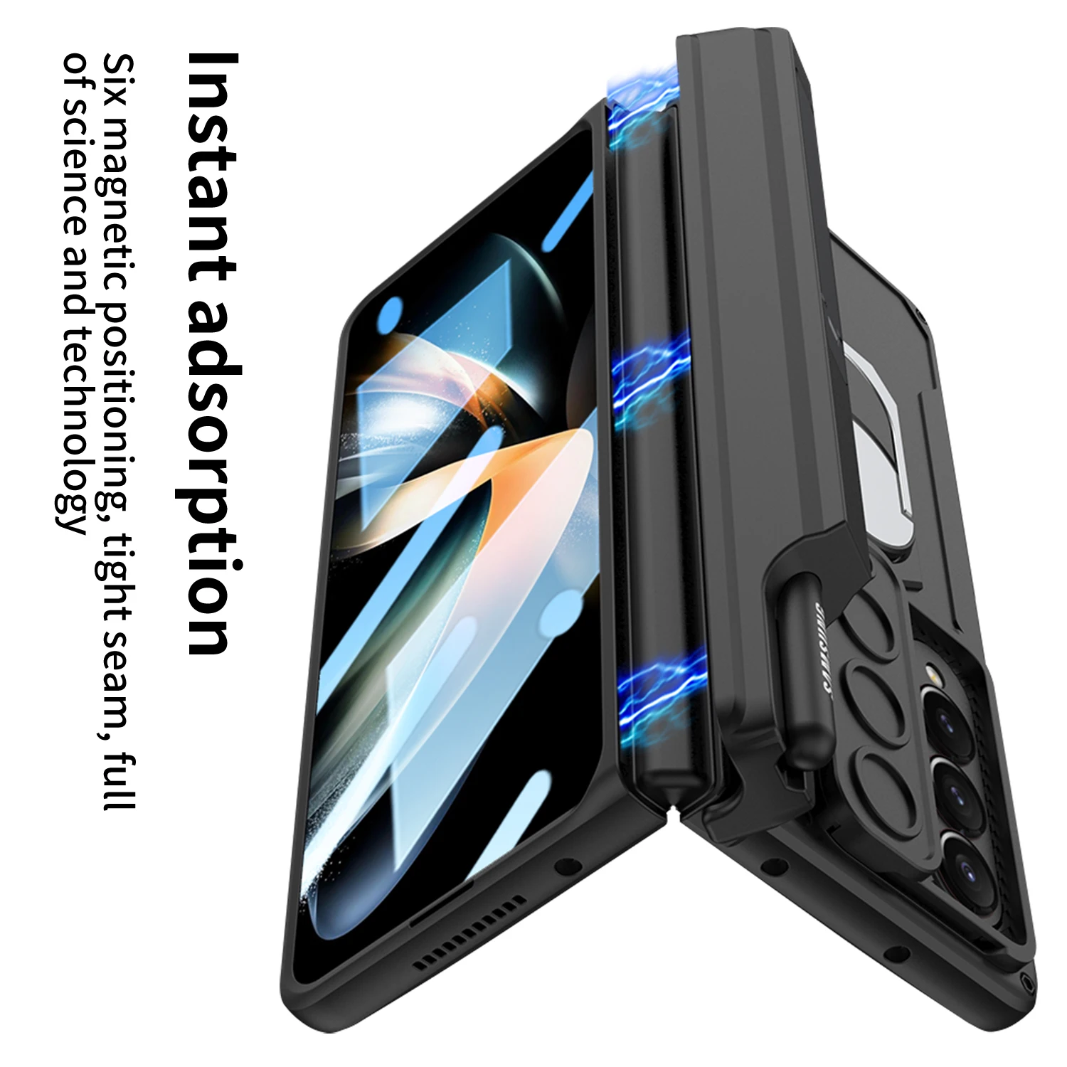For Samsung Galaxy Z Fold 5 4 3 2 Case Hinge Armor Shockproof Kickstand Magnetic Car Holder 360 Full Screen Protection Cover