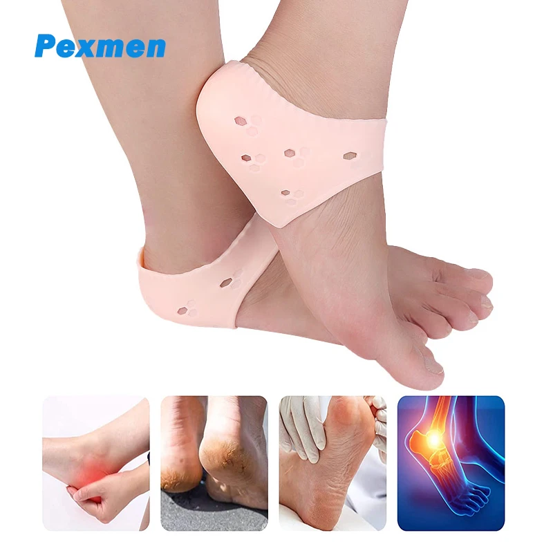 Pexmen 2Pcs Gel Heel Protectors Cushions Metatarsal Pads Heal Dry Cracked Skin Relief Foot Pain for Men & Women thank you farmer крем для лица солнцезащитный spf 50 pa sun project skin relief sun cream