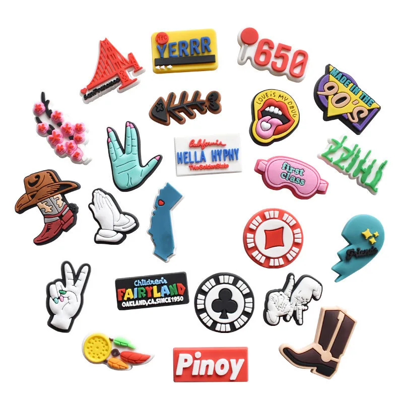 

1pcs Cool sports PVC croc shoes charms funny cartoon Accessories jibz slogon word for croc clogs shoe Decorations friends gifts
