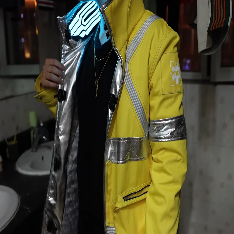 David Martinez Cosplay Trajes Amarelo Luminoso Casaco Anime Cyberpunk