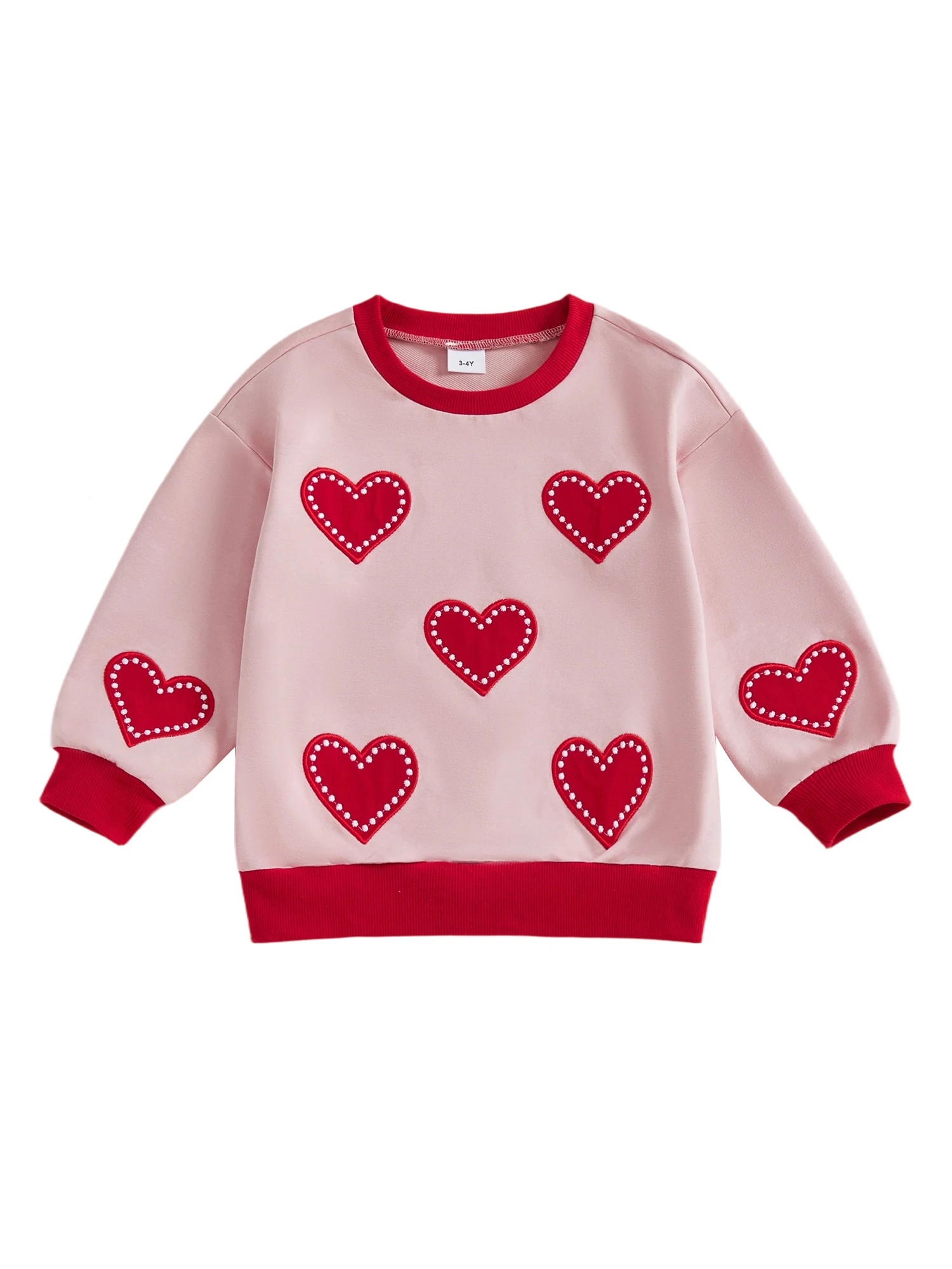Valentine s Day Toddler Girl Hoodie Spring Long Sleeve Round Neck Love Heart Pattern Jumper Pullover Sweatshirt