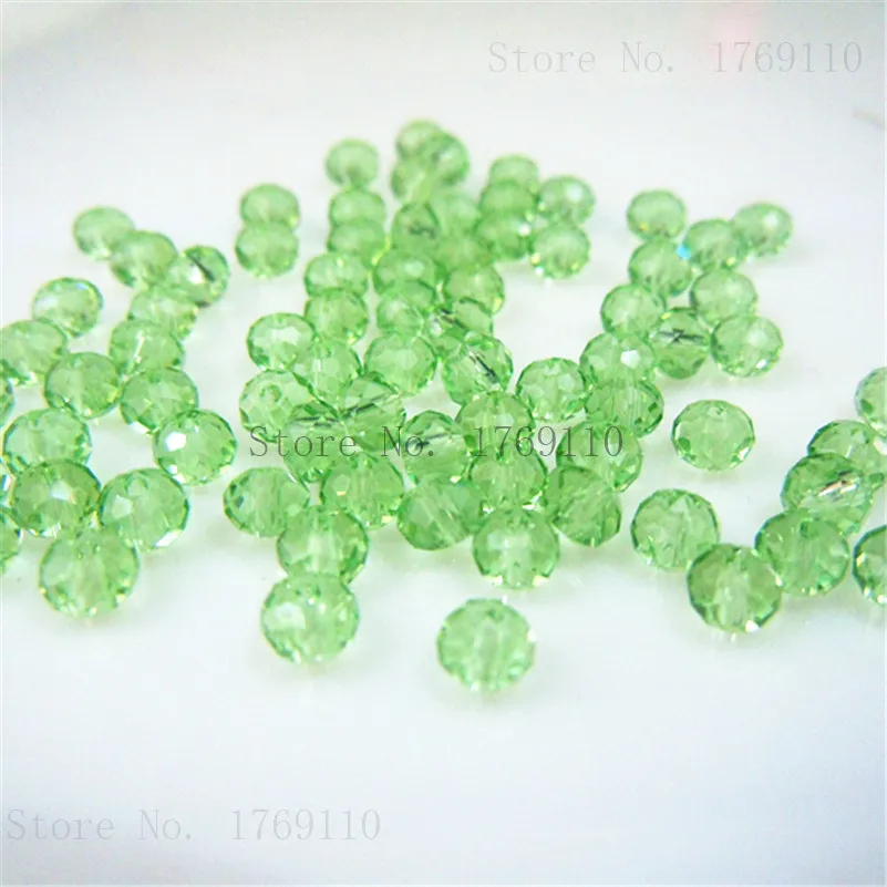 Olive Green Faceted Crystal Glass Rondelle Beads for Jewelry Making - 125pcs, 3x4mm