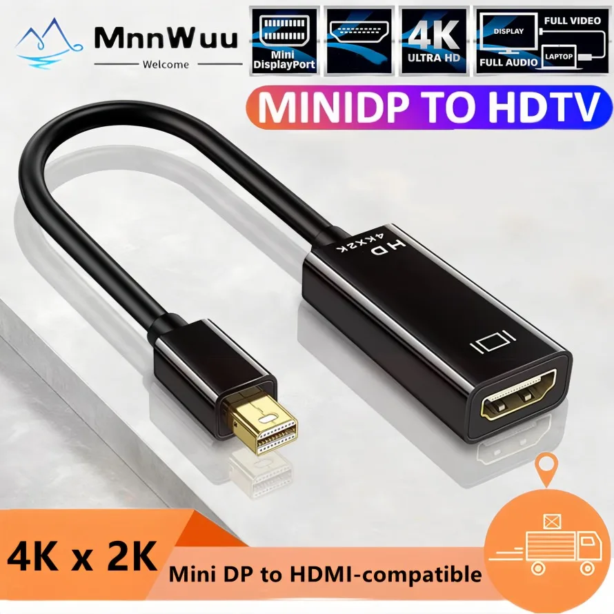 Adattatore Mini DP a HDMI compatibile, convertitore da Thunderbolt a HDMI 4K compatibile per MacBook, Surface, laptop, TV, monitor, proiettore