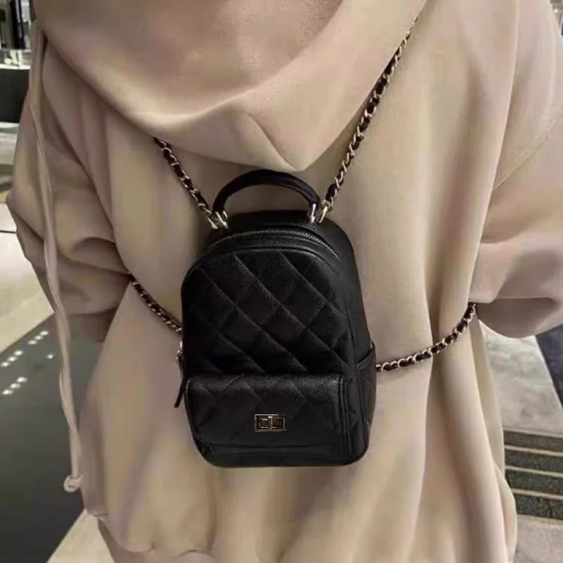 

Мини-рюкзак из искусственной кожи с цепочкой в клетку с бриллиантами, винтажная сумка в стиле преппи, модный школьный рюкзак