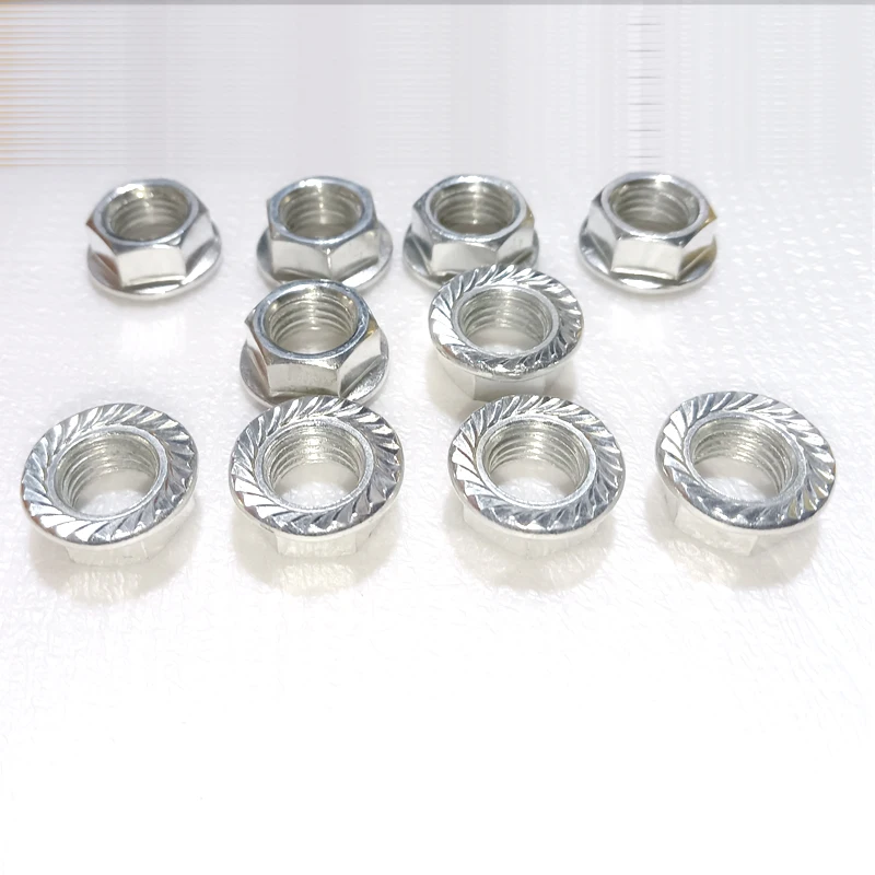 

Exhaust Port Nuts 5/16" x 24 Carbon Steel Serrated Hex Flange Lock Nuts (Pack of 10)