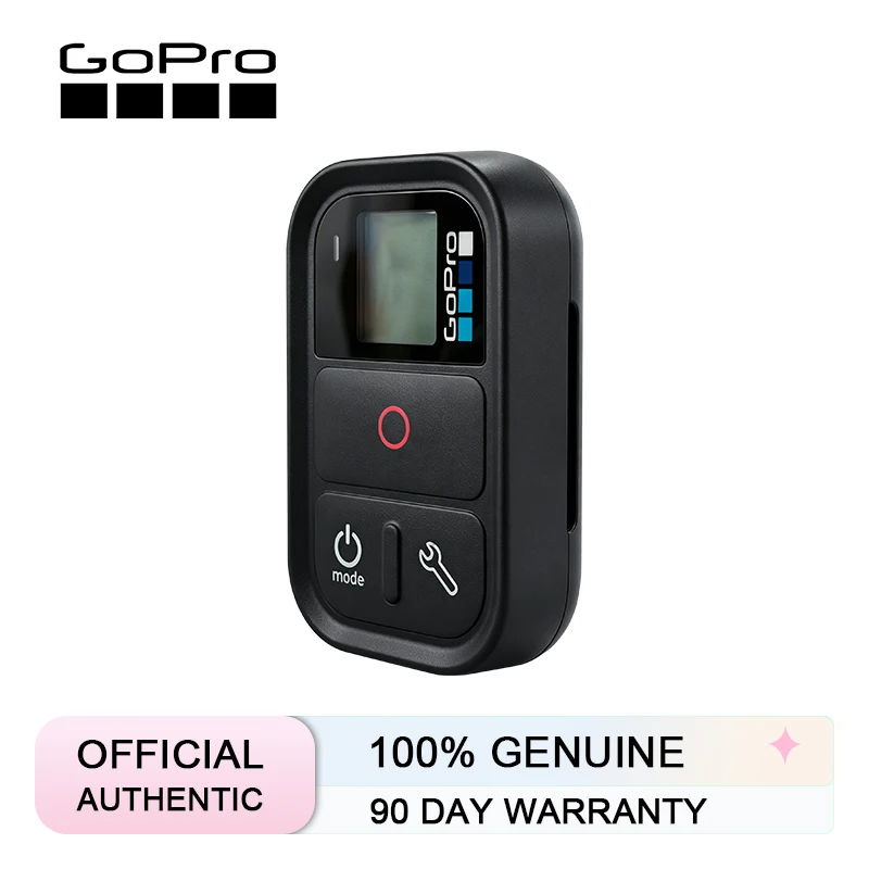 Télécommande sans fil pour GoPro tenue en main, avec sangle poignet enroulée, utilisable jusqu'à 180 mètres de distance