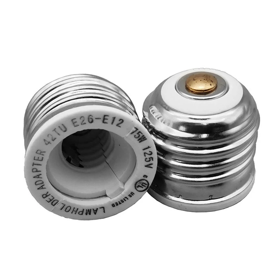 E26 to E12 Socket Adapter Lamp Bulb Socket Adapter Converter Flame Retardant Material Medium to Candelabra Screw Bulb 5pc