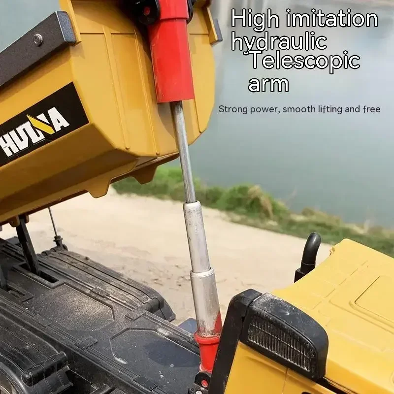 1/14 2.4GHz RC Dump Truck Huina Engineering Vehicle 10 CH Alloy Engineering Vehicle Led Light Tipper Truck Tractor Truck Toy 4