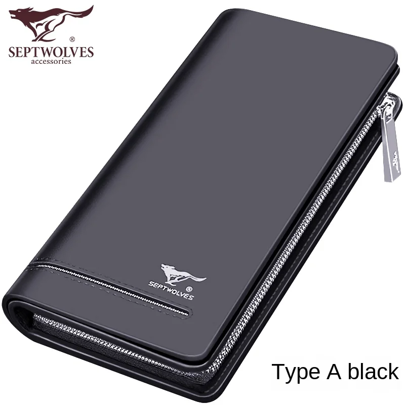 

Men's Wallet Long Leather Zipper Billfold Wallet Leather Wallet Clutch Leather Bag Dad Handbag