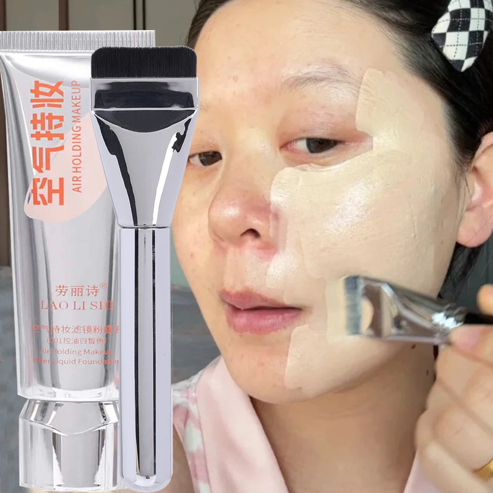 Waterproof Liquid Foundation Face Makeup Base Moisturizing Full Cover Acne Scars Concealer BB Cream with Brush Korean Cosmetics liquid foundation waterproof foundation makeup cosmetics makeup cream