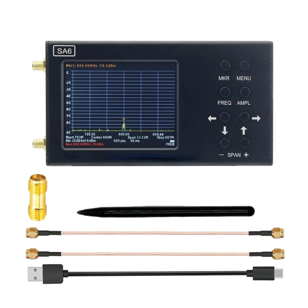 SA6 휴대용 안테나 분석기, 35-6200 MHz, PC 소프트웨어 제공, 무선 신호 측정, 방향 탐지, 간섭 분석