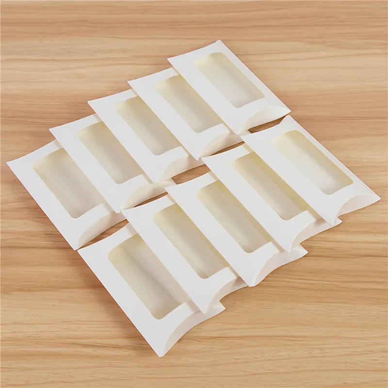 50Pcs/Set Candy Box Creative Kraft Paper Window Pillow Shape Exquisite Practical Party Gift Household Storage Packaging Box
