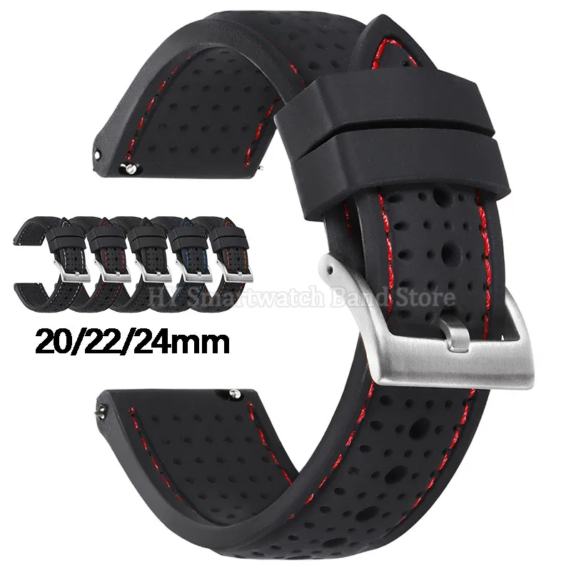 Deluxe Silicone Waterproof Watch Strap - Breathable, Soft Rubber Bracelet