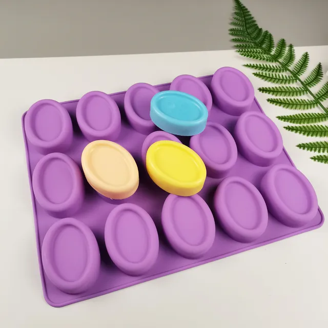 Silicone Oval Soap Molds 15cups Handmade Candle Moulds Candy Pudding Chocolate Cake Baking Mold