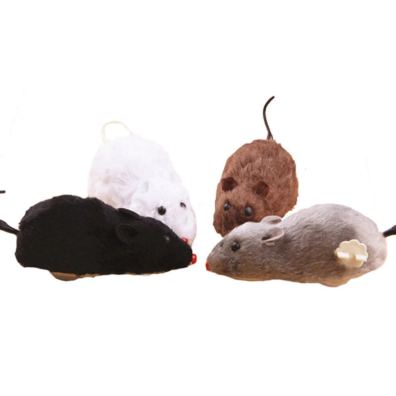 1PCS Creative Funny Clockwork Spring Power Plush Mouse Toy multi color Cat Dog Playing Toy Mechanical Motion Rat Pet Accessories 