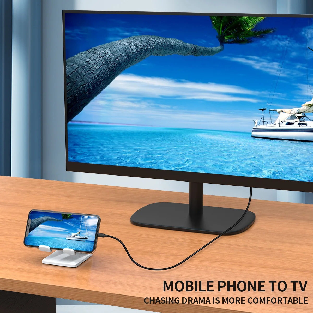C타입 HDMI 고화질 코 스크린 케이블, 블랙 ABS 6.6ft 4K, 모니터 MAC 아이패드 프로 맥북 에어 크롬북 TV용, 4K30Hz
