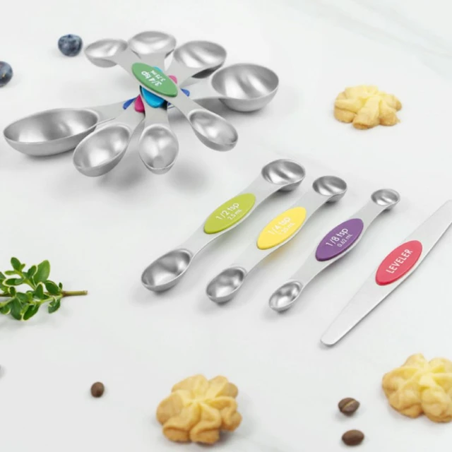 Magnetic Measuring Cups Spoons Dual-Sided Kitchen Spoon Stainless Steel Set  Measuring Spoon - AliExpress